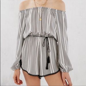 Ecote black and white off the shoulder romper